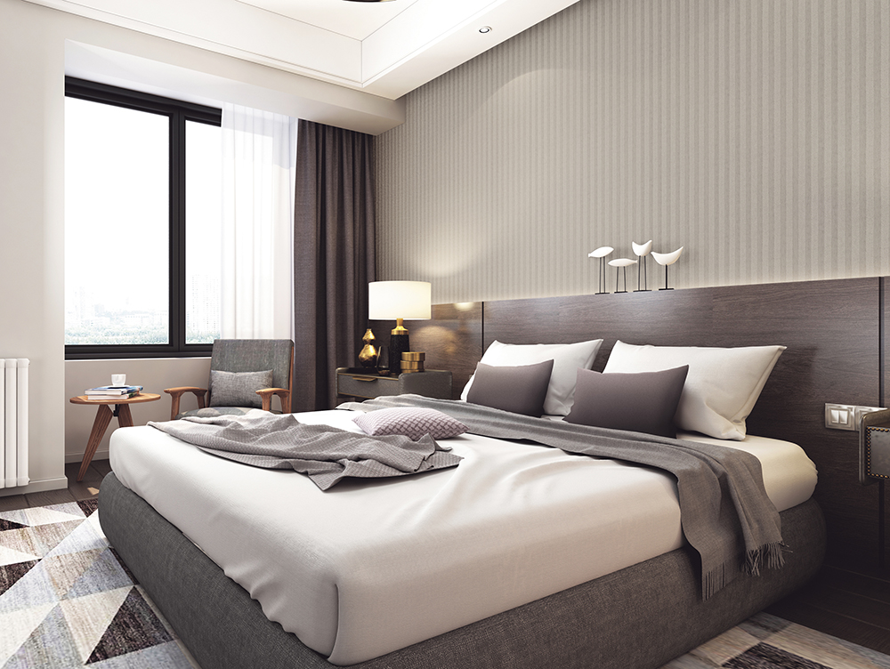 3d render of bedroom Ảnh thi công giấy dán tường TWP1284